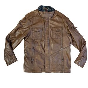 Carbon 2 Cobalt Bend In The Road Leather Jacket Mens XL Brown Blanket Lined